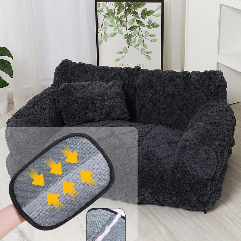 Plüsch-Haustiersofa mit erhöhtem Rand und Kissen – 4 Farben