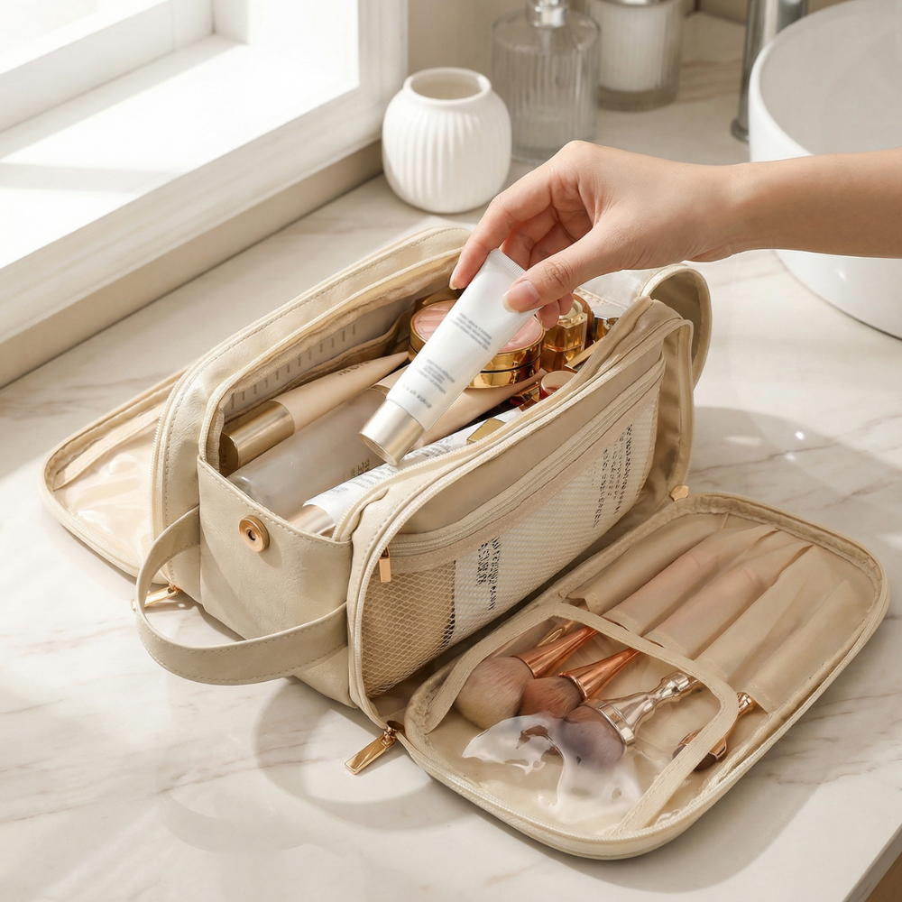 Make-up-Organizer – Flach Aufklappbar, Fasst 25+ Produkte
