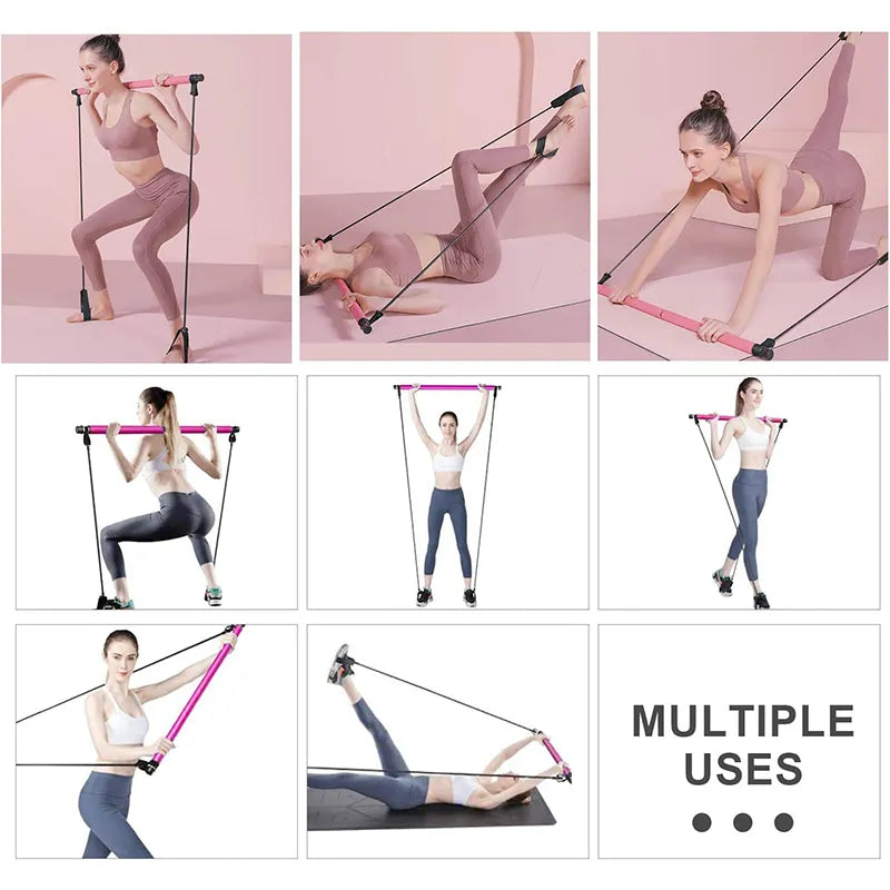 Pilates-Stange mit Widerstandsbändern – Ganzkörpertraining