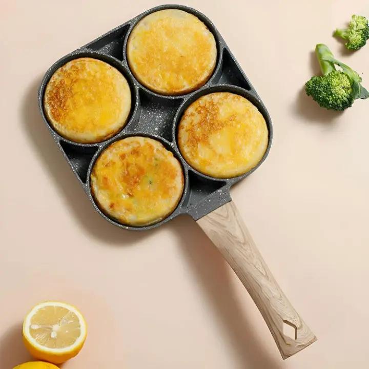 4-Fach Bratpfanne mit Maifan-Steinbeschichtung – Gleichzeitiges Braten von Eiern, Pfannkuchen & mehr