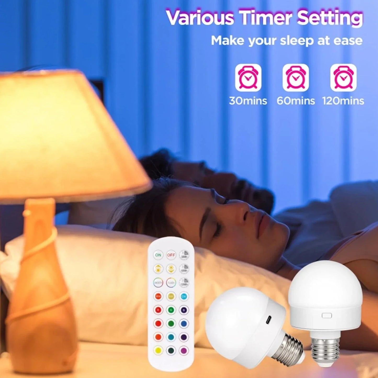 Wiederaufladbare RGB-LED-Lampe E27 mit Fernbedienung – Keine Verkabelung nötig