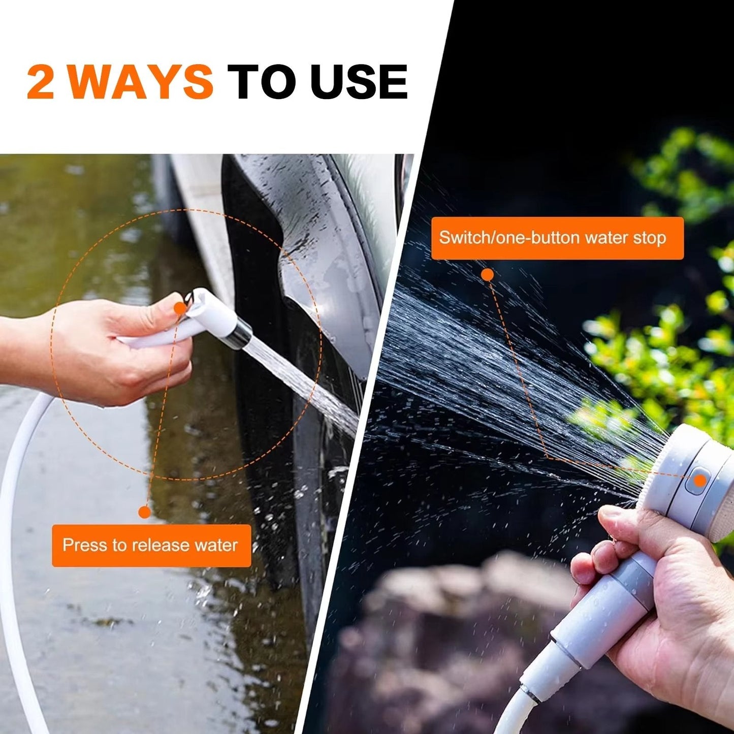Tragbare Outdoor-Dusche mit Akku