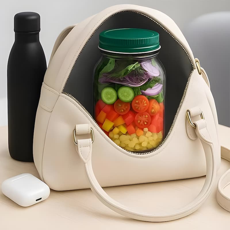Glas-Salatbehälter mit Deckel – Frische Zutaten, kein matschiger Salat
