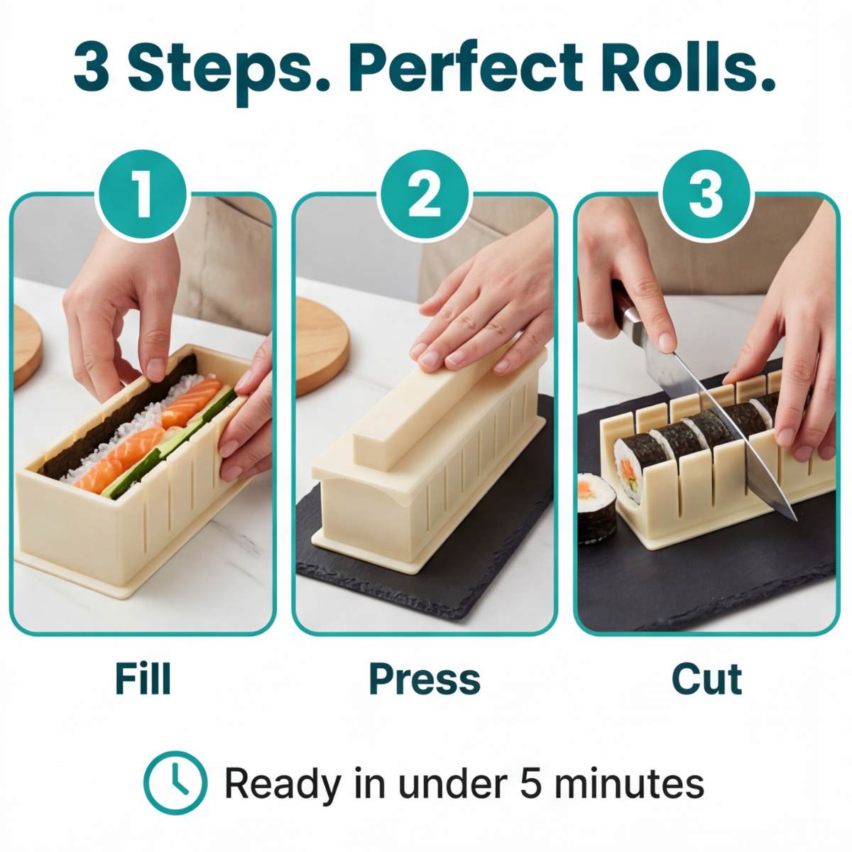 Sushi-Form-Set – Gleichmäßige Rollen ganz ohne Rolltechnik