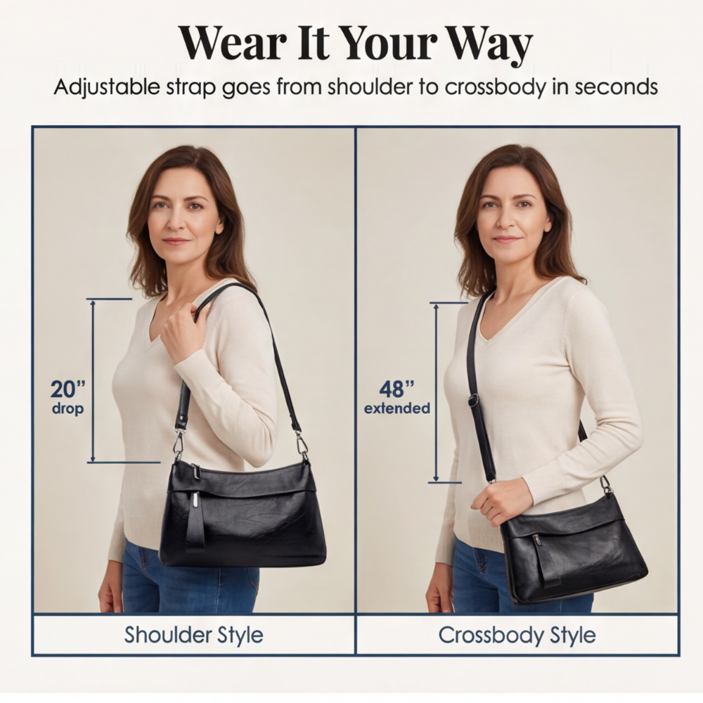 Weiche Kunstleder-Crossbody-Bag – 3 Fächer