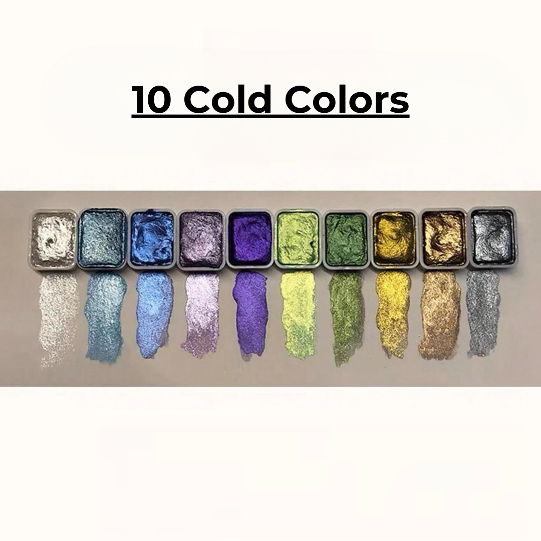 Perlglanz-Pigment-Set mit 10 Farben & Mischpalette