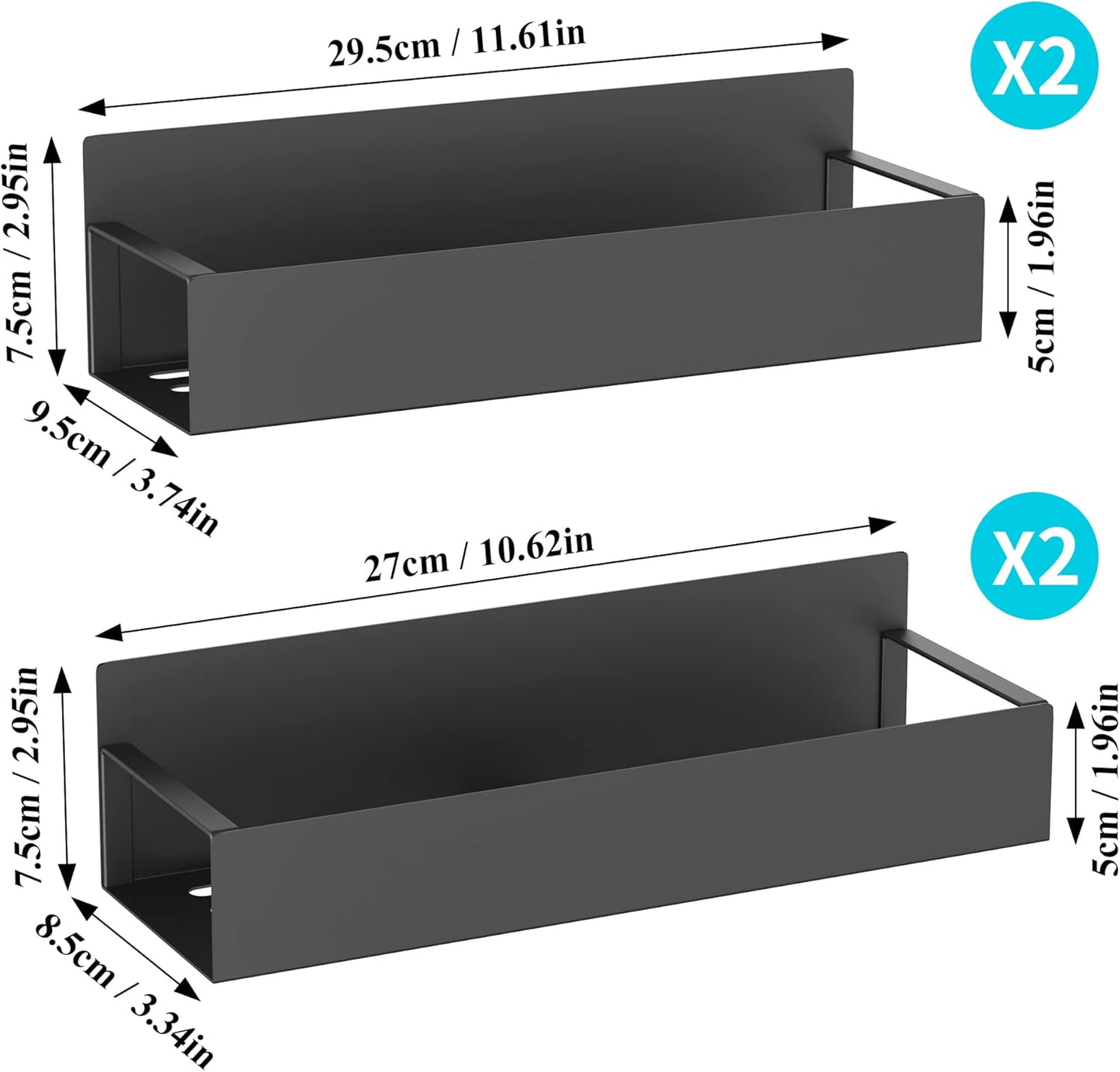 Magnetisches Gewürzregal-Set mit 4 Teilen – Pulverbeschichtetes Metall