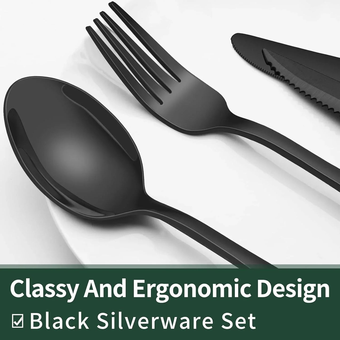 Schwarzes Besteck-Set 24-teilig – Komplett für 4 Personen