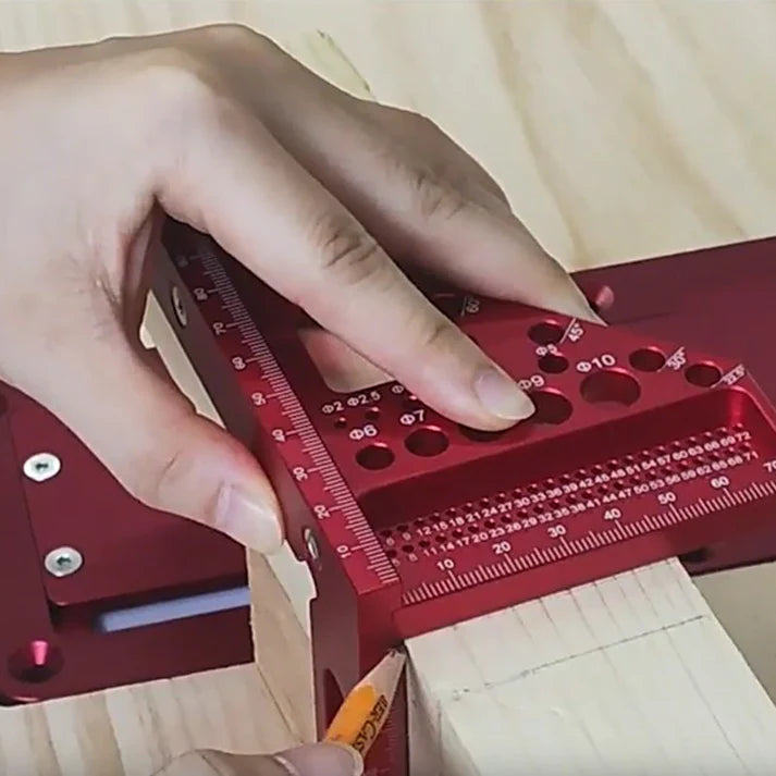 Aluminium Woodworking Square with Drill Guide Holes – 90° and 45°