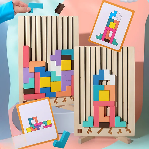 Holz-Tetris-Puzzle – Buntes Bauspiel ab 5 Jahren