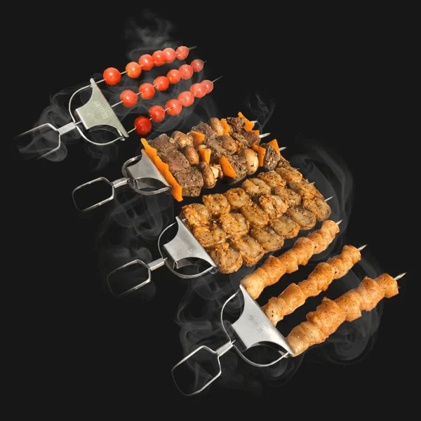 Grillspieß-Set mit Abstreifer (3er-Set)