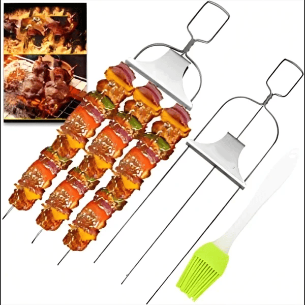 Grillspieß-Set mit Abstreifer (3er-Set)