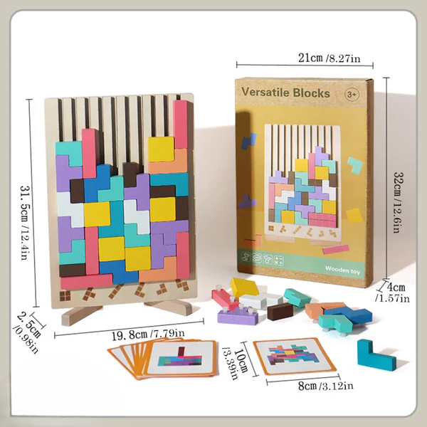 Holz-Tetris-Puzzle – Buntes Bauspiel ab 5 Jahren