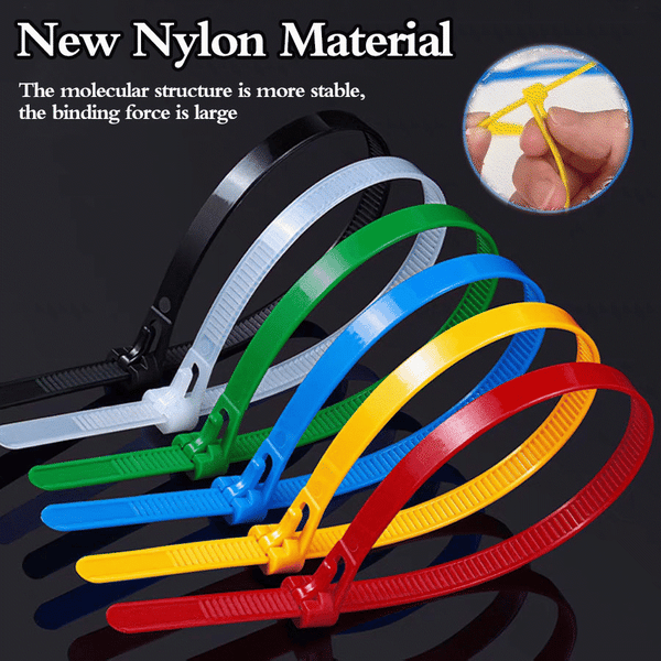 Selbstschließende Kabelbinder aus Nylon – Wiederverwendbar (100 Stück)