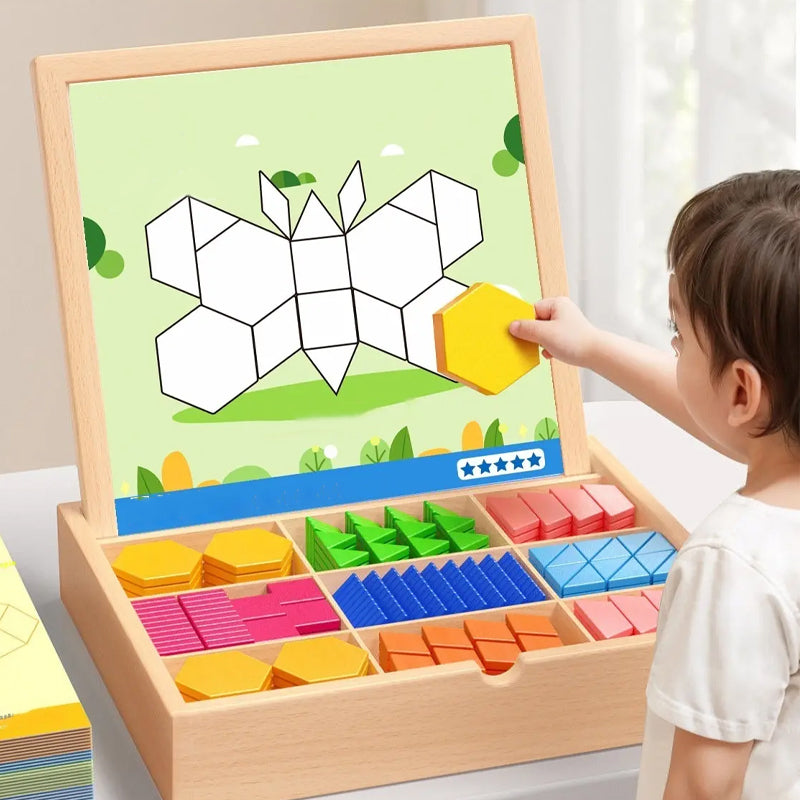 Magnetische Holzbausteine mit Musterkarten