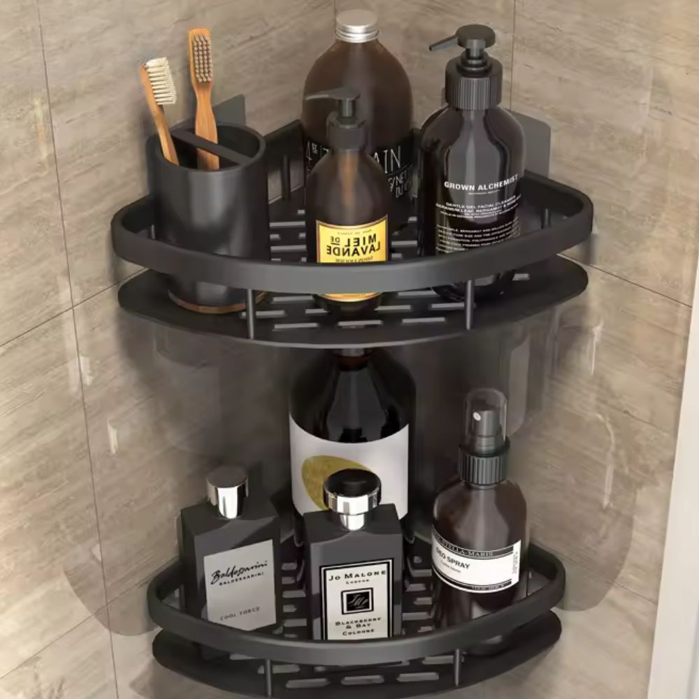 Eck-Duschregal – Bohrloses Aluminium-Wandregal für Bad & Dusche