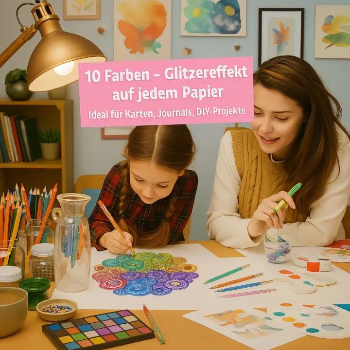 Glitzer-Gelstifte Set – 10x Farben für Karten, Bullet Journals & DIY