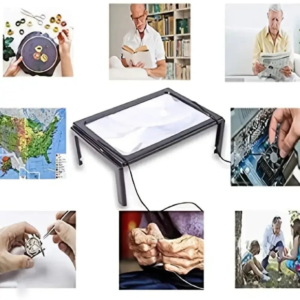 Faltbare Tischlupe mit LED-Licht – Freihändig Lesen