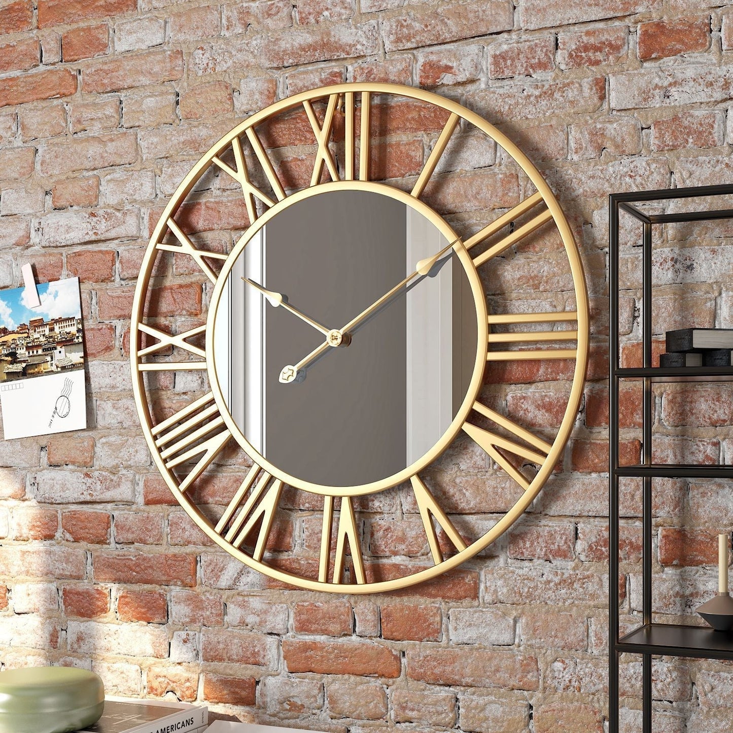 Vintage Wanduhr mit Spiegel