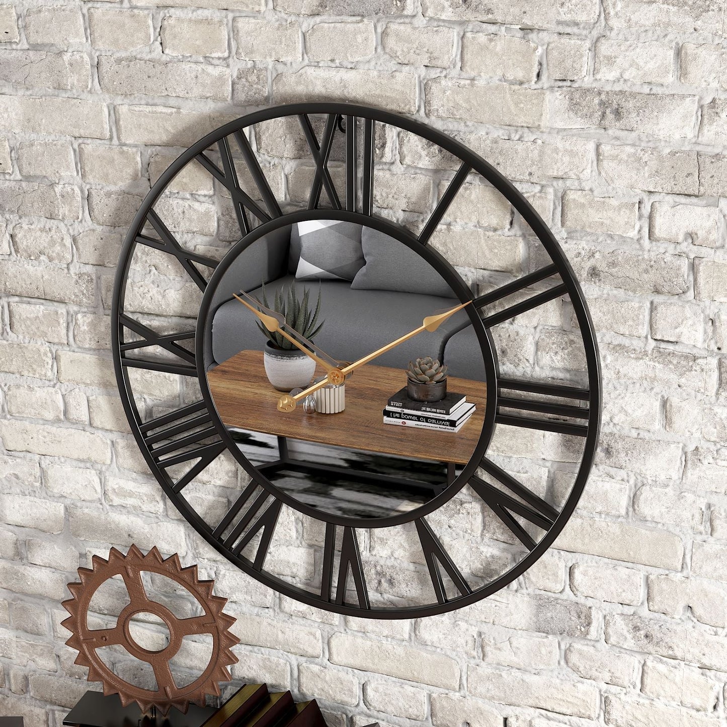 Vintage Wanduhr mit Spiegel