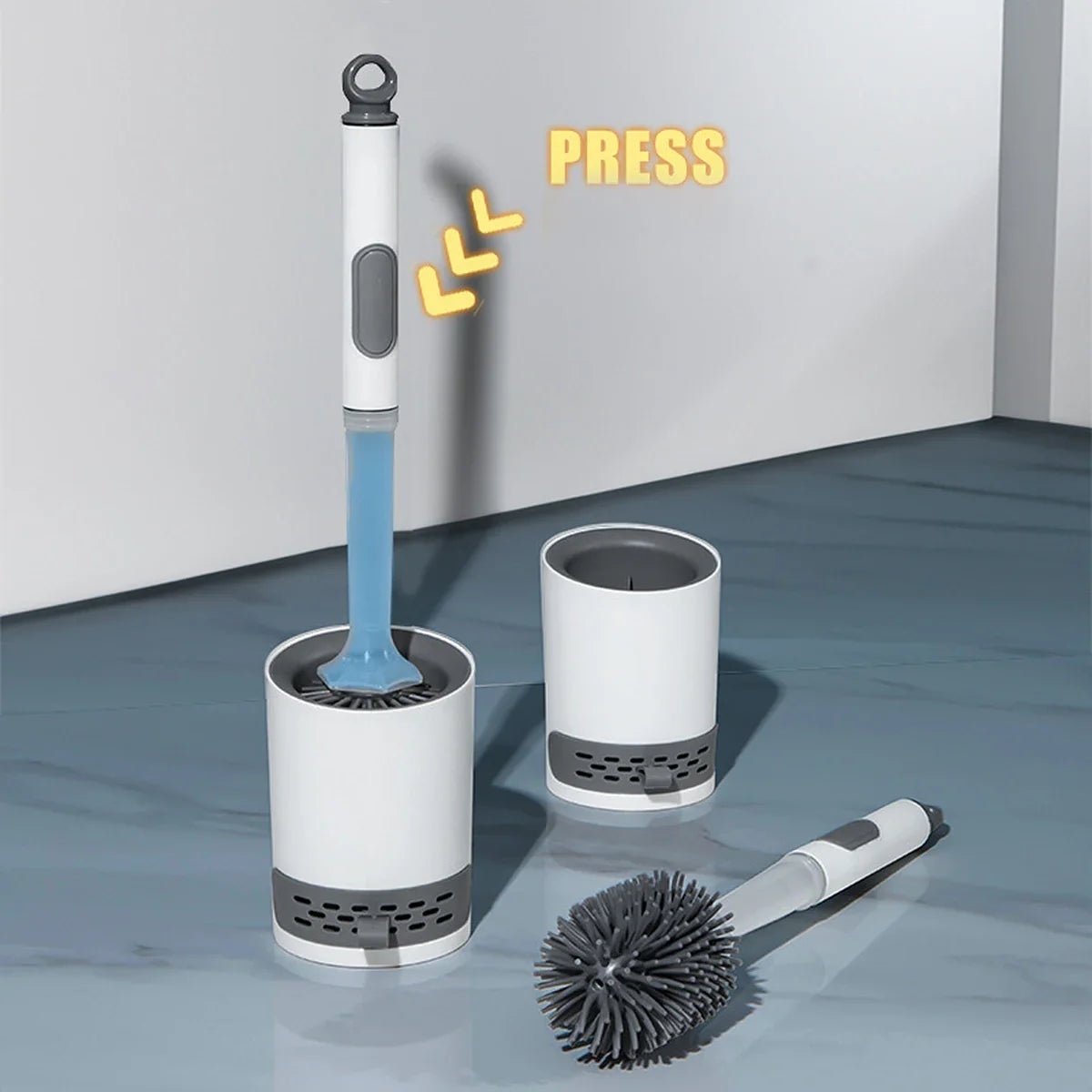 Silikon-Toilettenbürste mit Seifenspender – Hygienisch und Ohne Kontakt