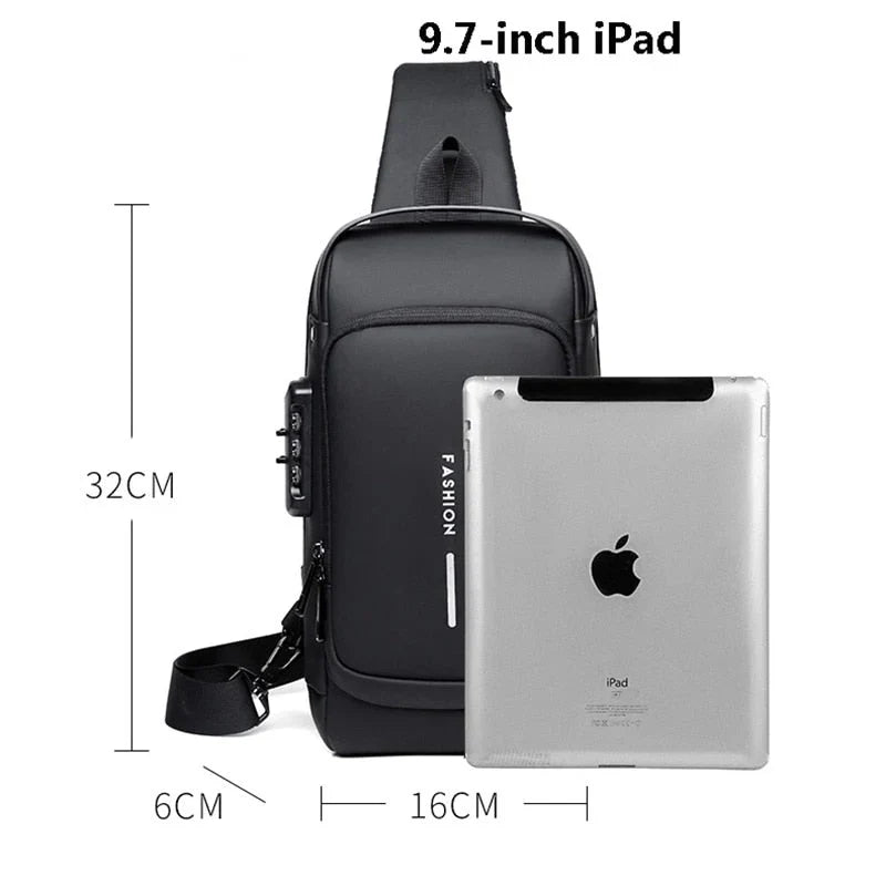 Crossbody-Bag mit USB-Anschluss & Zahlenschloss – Diebstahlsicher