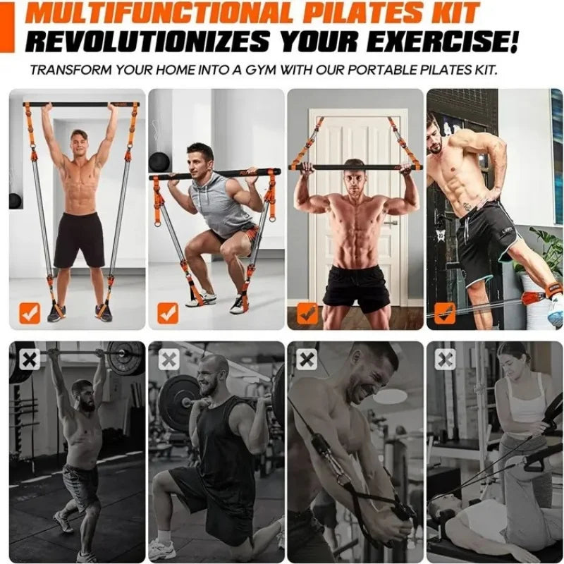Widerstandsband-Trainingsset für Zuhause mit Stange und Zubehör