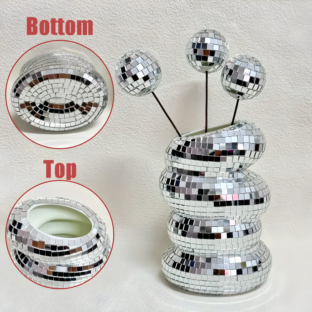 Spiegelkachel-Vase mit Spiraldesign