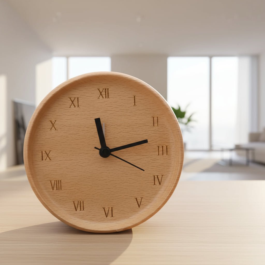 Wecker aus Buchenholz – Leises Uhrwerk, Minimales Design