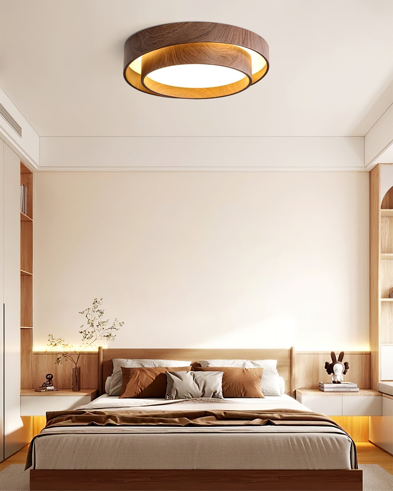 Holz-Deckenleuchte mit integrierter LED – Warmer Walnusston