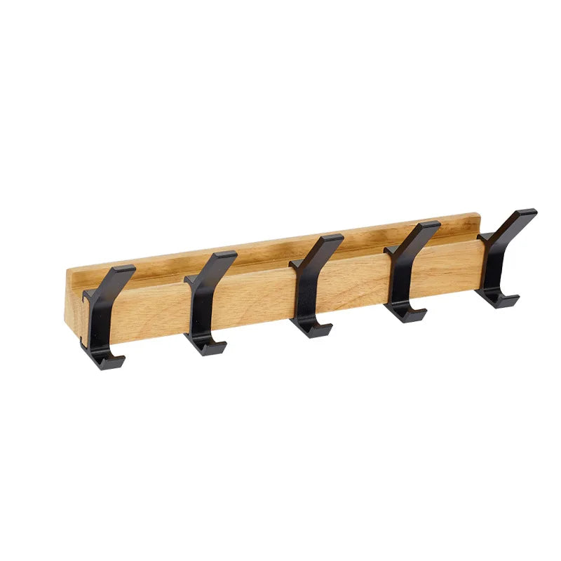 Wandgarderobe mit 5 Doppelhaken – Holz & Aluminium