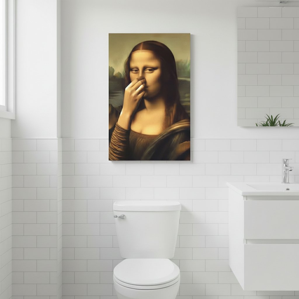 Badezimmer-Leinwandbild – Humorvoller Renaissance-Damen-Druck