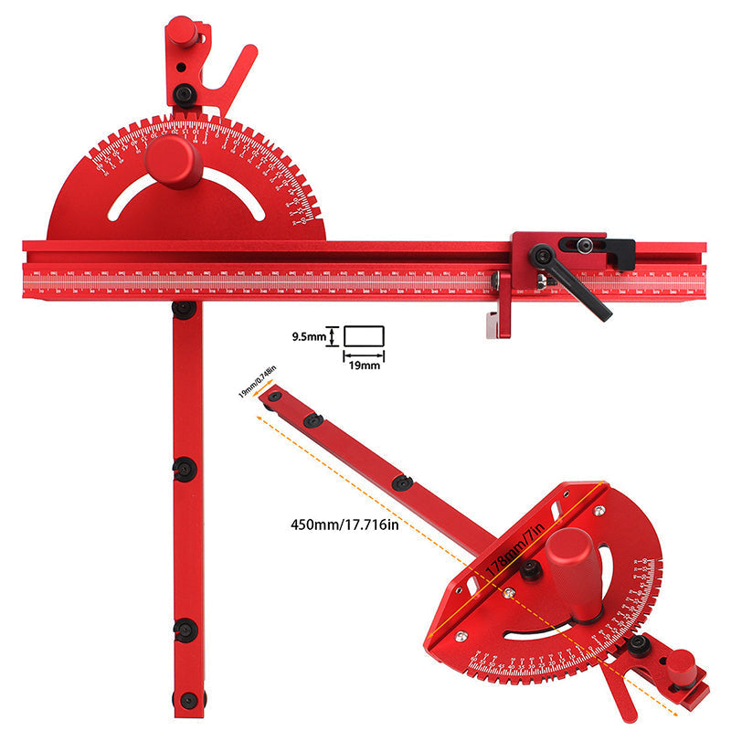 Aluminium-Gehrungsanschlag mit Winkelmesser – 0° bis 60° verstellbar