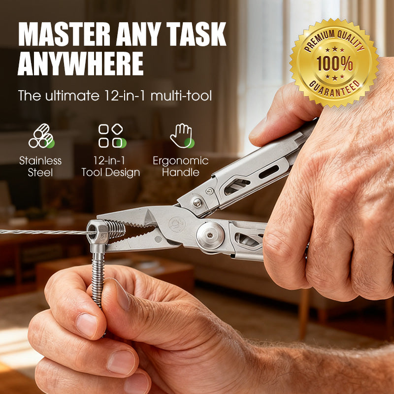 12-in-1-Klappmultitool mit Zange – Kompakter Edelstahl