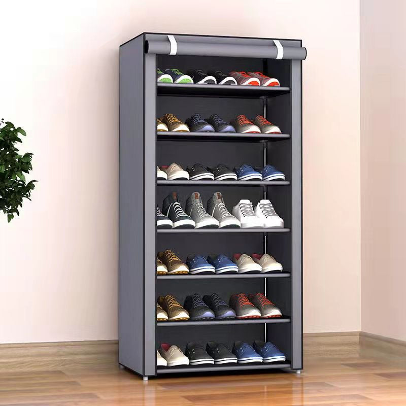 Schuhschrank mit Stoffbezug und Stahlgestell – 6 oder 8 Ebenen