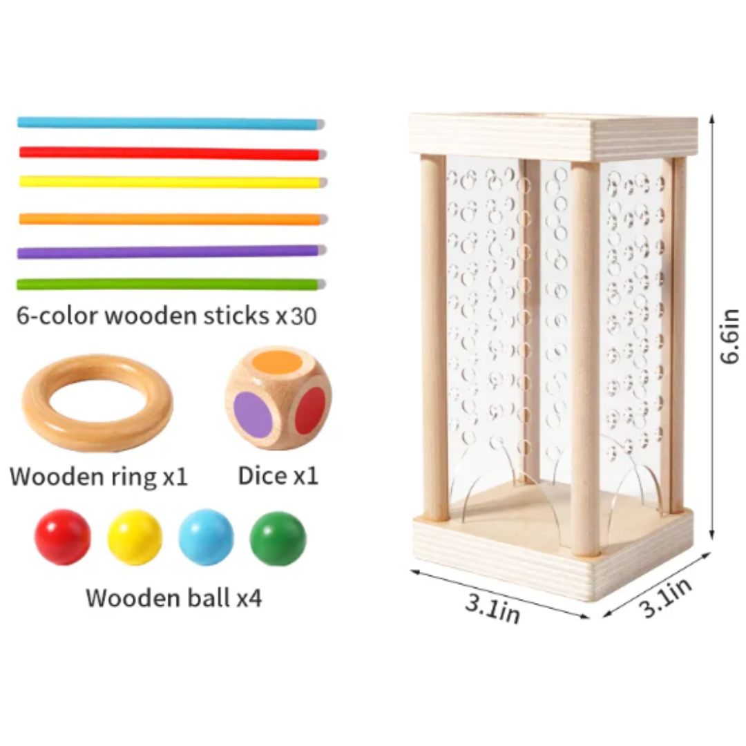 Holzstäbchen-Stapelspiel 3-in-1 – Fähigkeitenaufbau