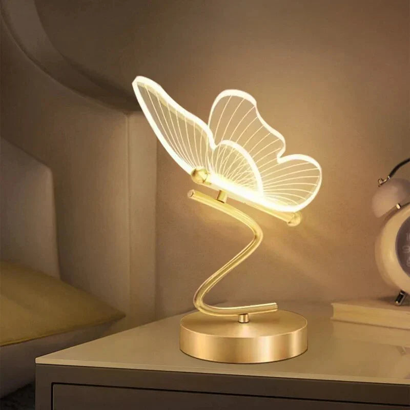 Schmetterling LED-Tischleuchte mit Acrylflügeln – Warmes Dekoratives Licht