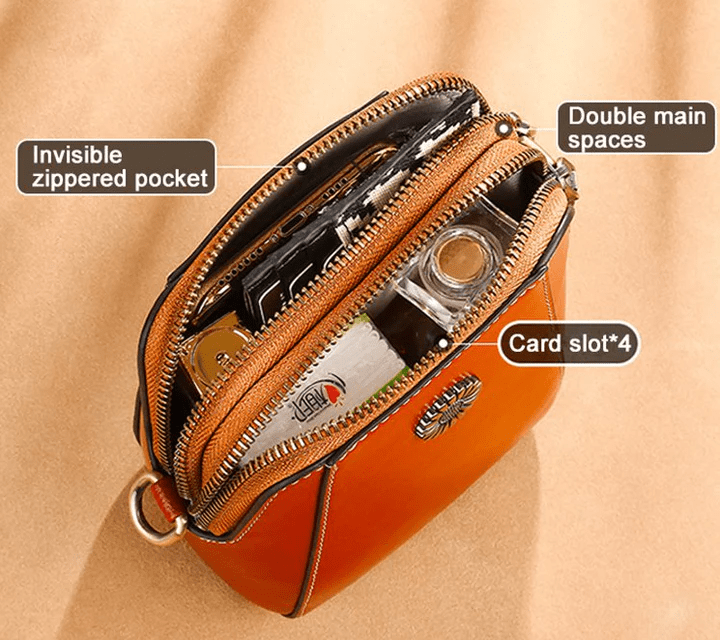 Kleine Crossbody-Tasche in Lederoptik mit mehreren Fächern – Verstellbarer Riemen