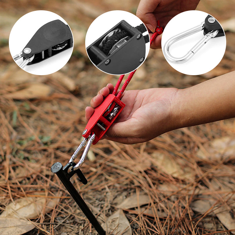 Verstellbare Zeltabspannseile mit Rollenschnalle – 4er-Set