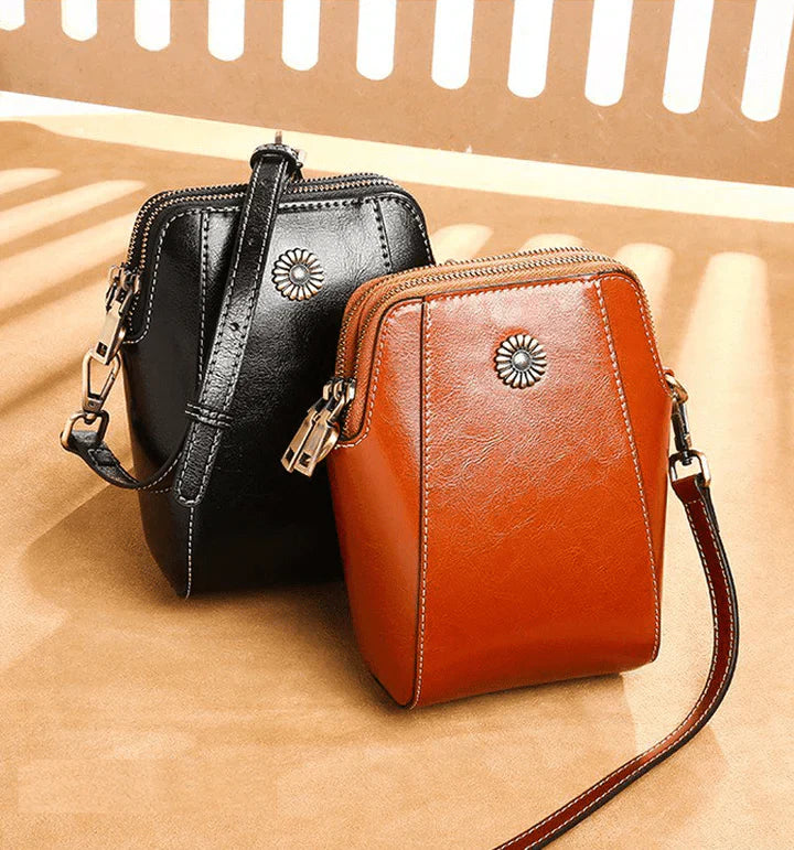 Kleine Crossbody-Tasche in Lederoptik mit mehreren Fächern – Verstellbarer Riemen
