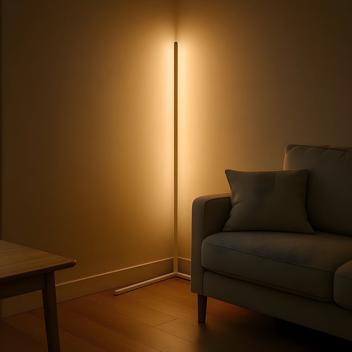 Dimmbare LED-Eck-Stehlampe mit Fernbedienung