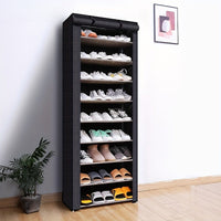 Schuhschrank mit Stoffbezug und Stahlgestell – 6 oder 8 Ebenen