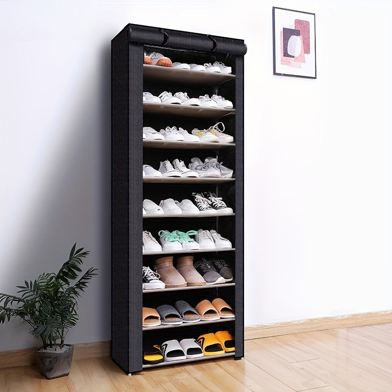 Schuhschrank mit Stoffbezug und Stahlgestell – 6 oder 8 Ebenen