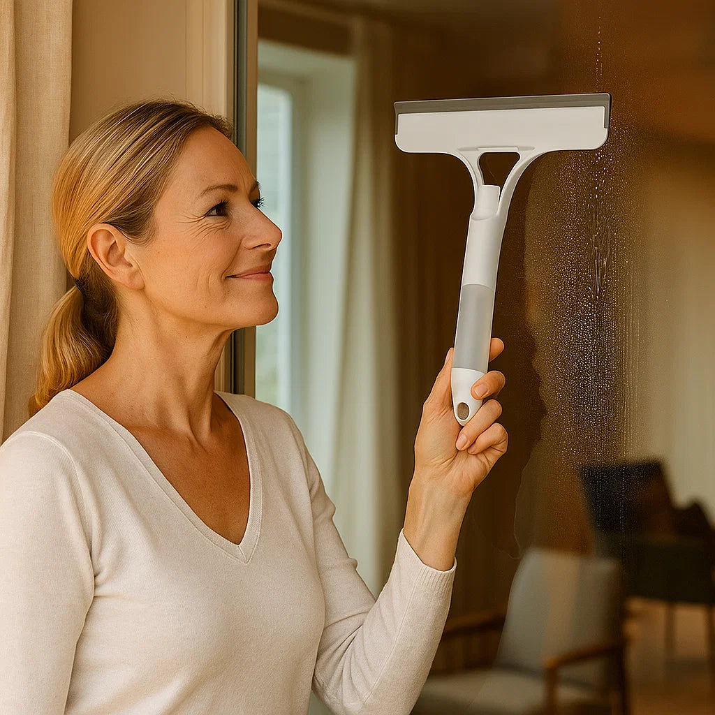 3-in-1-Fensterabzieher mit Sprühfunktion – Streifenfreies Glas in einem Durchgang