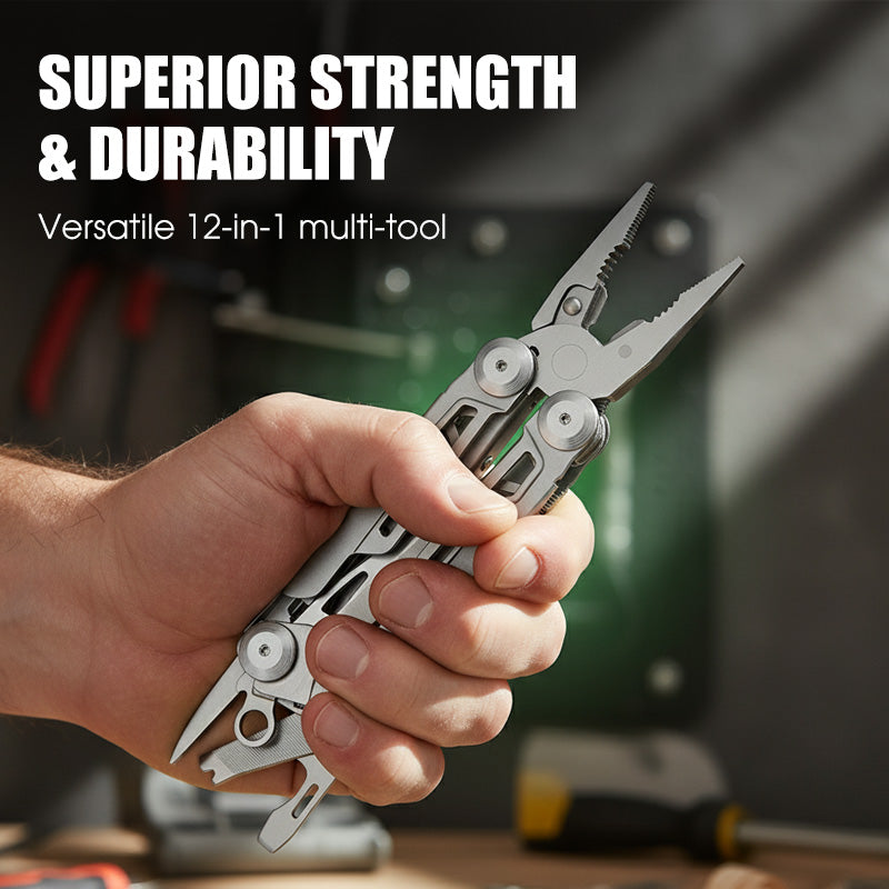 12-in-1-Klappmultitool mit Zange – Kompakter Edelstahl