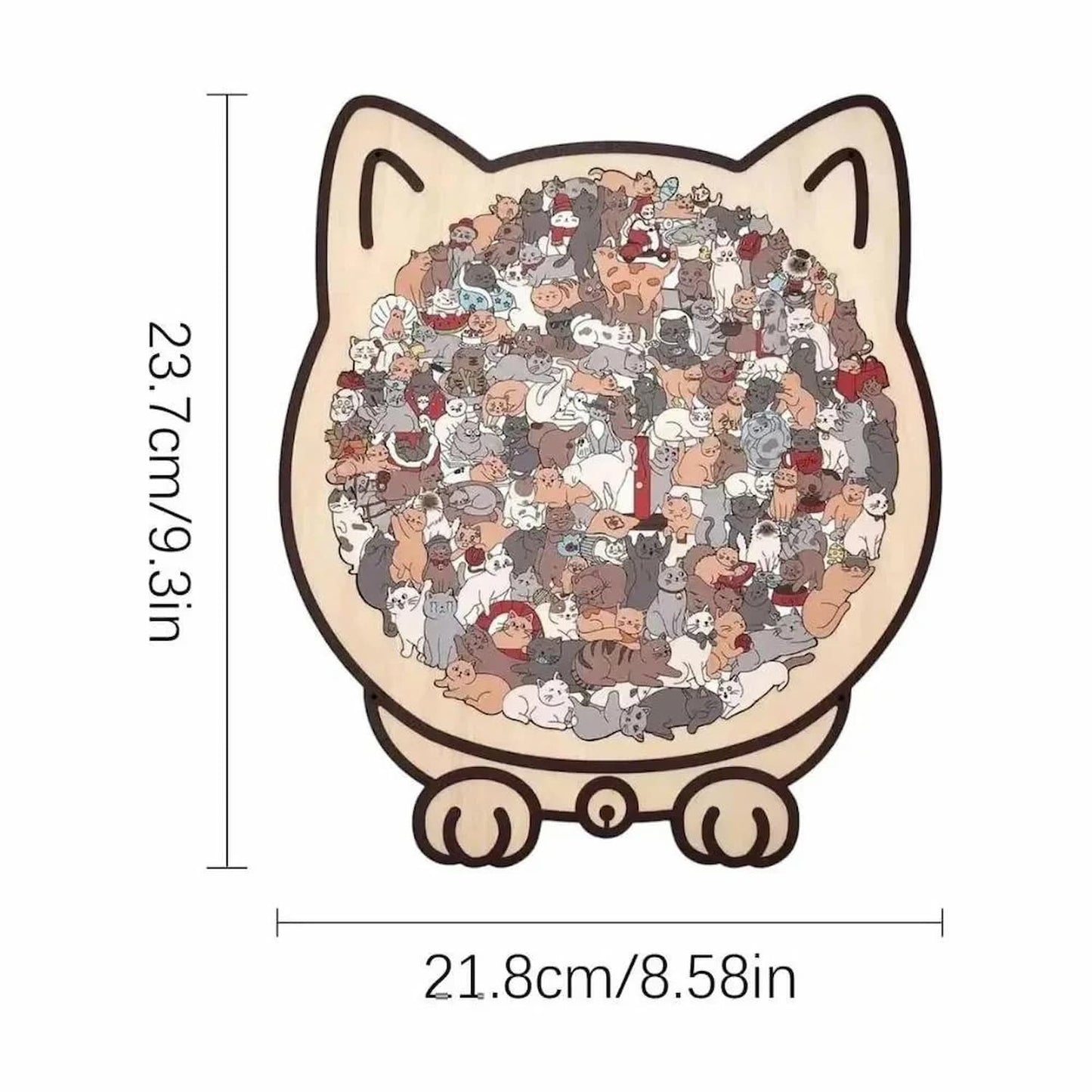 Holzpuzzle Katze – 135 Teile, katzenfömiges Brett