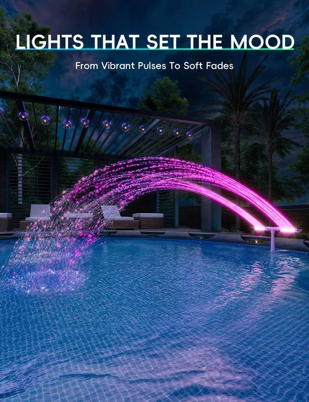 Solar-Poolbrunnen mit RGB-LED-Licht – Doppelbogen, Fernbedienung