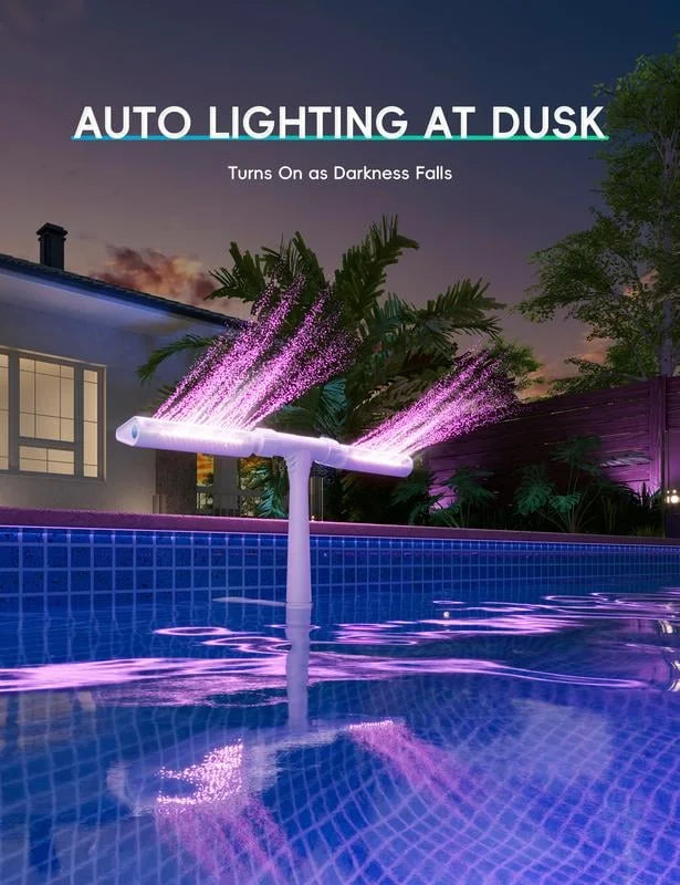 Solar-Poolbrunnen mit RGB-LED-Licht – Doppelbogen, Fernbedienung