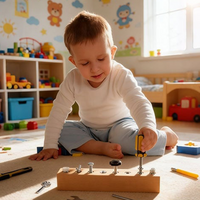 Schraubbrett aus Holz für Kinder – 8 verschiedene Befestiger
