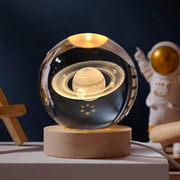 3D Gravierte Kristallkugel-Lampe – Warmes LED-Nachtlicht